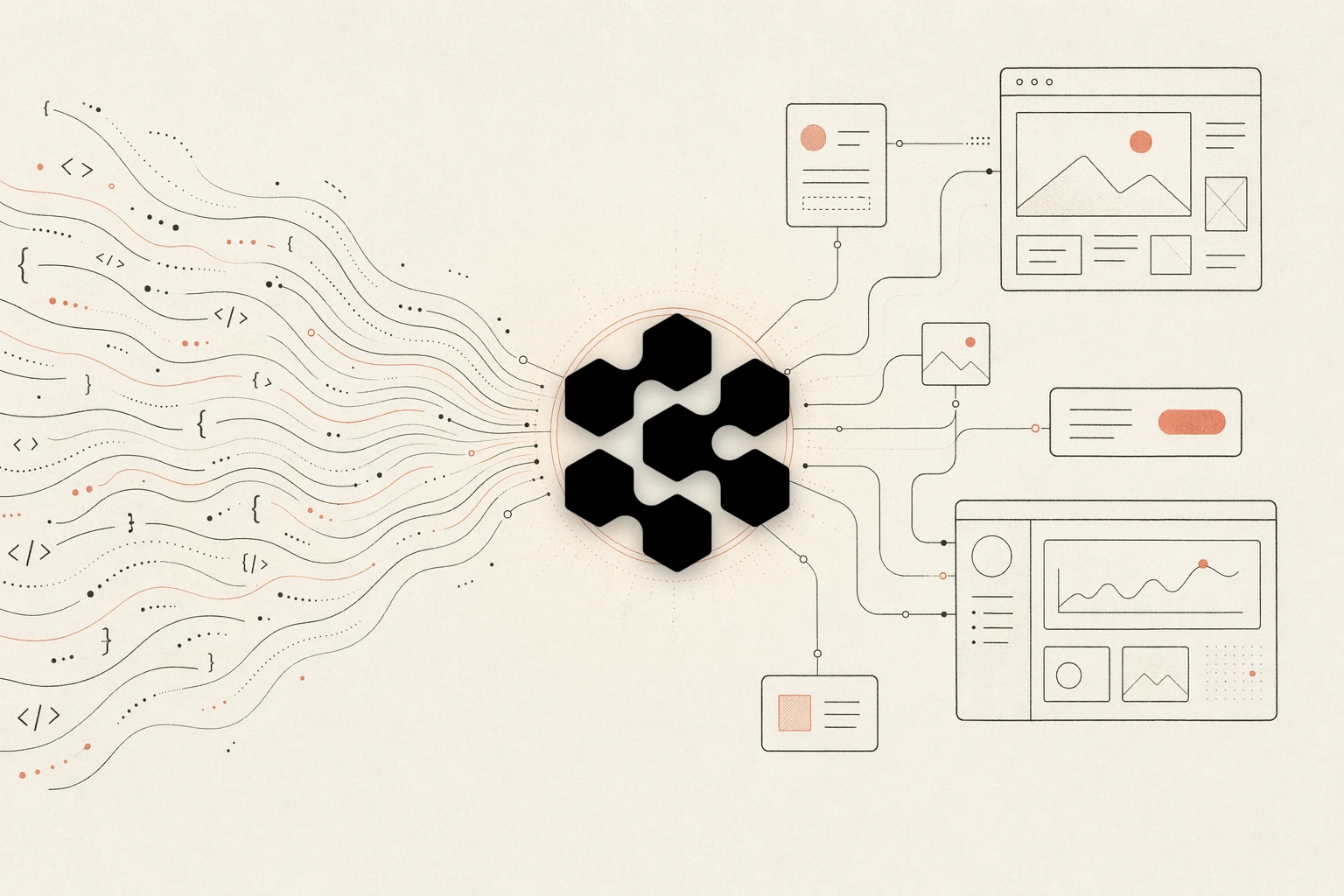 Devin for Terminal 디자인 피드백 루프: 자율 터미널 에이전트가 레퍼런스 이미지를 읽고, 브라우저가 UI를 렌더링하며, 작업 공간과 피드백 화살표가 다시 돌아오는 모습