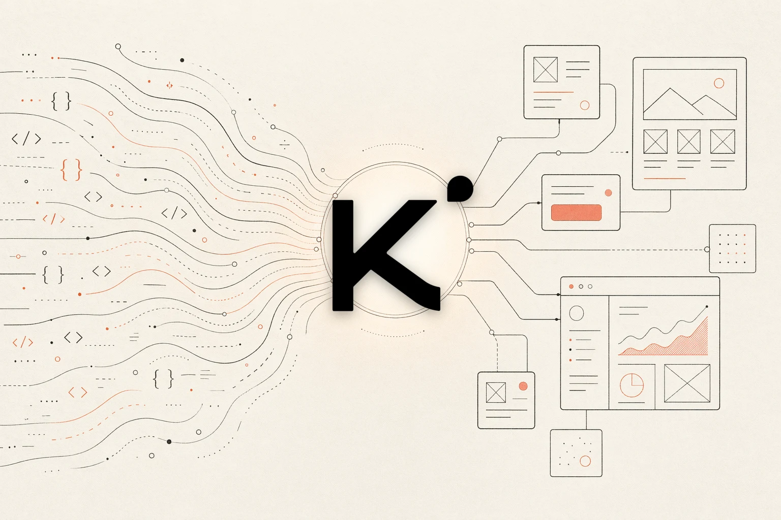 Bucle de retroalimentación de diseño de Kimi CLI: un agente de terminal leyendo una imagen de referencia, un navegador renderizando la interfaz y un espacio de trabajo, con una flecha de retroalimentación que vuelve al inicio