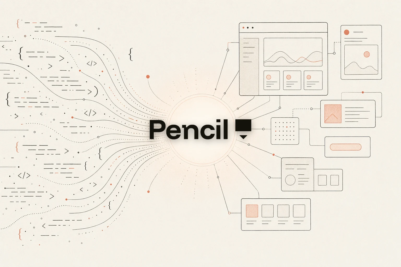 OpenDesign vs Pencil.dev — 디자인 캔버스가 당신이 소유하는 파일 저장소로 수렴하는 웜 페이퍼 에디토리얼 일러스트레이션